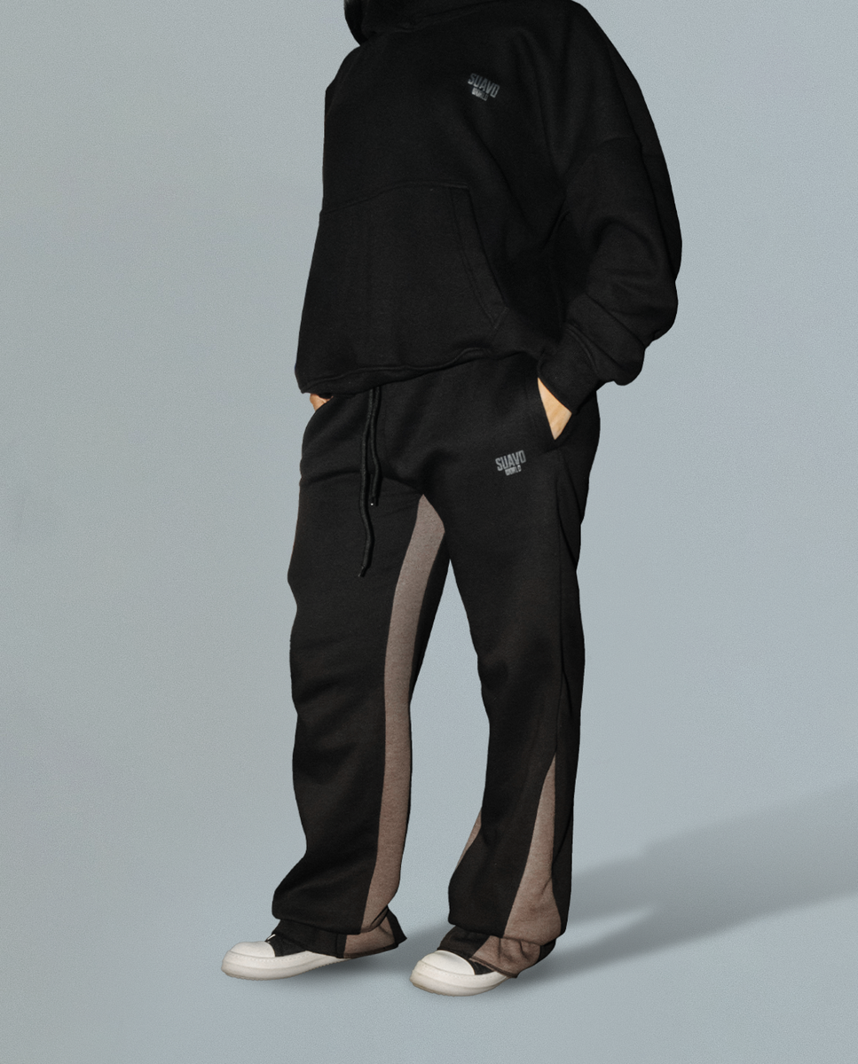 Black top flare sweatpants