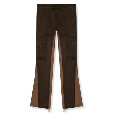 CARGO FLARE TROUSERS - BROWN