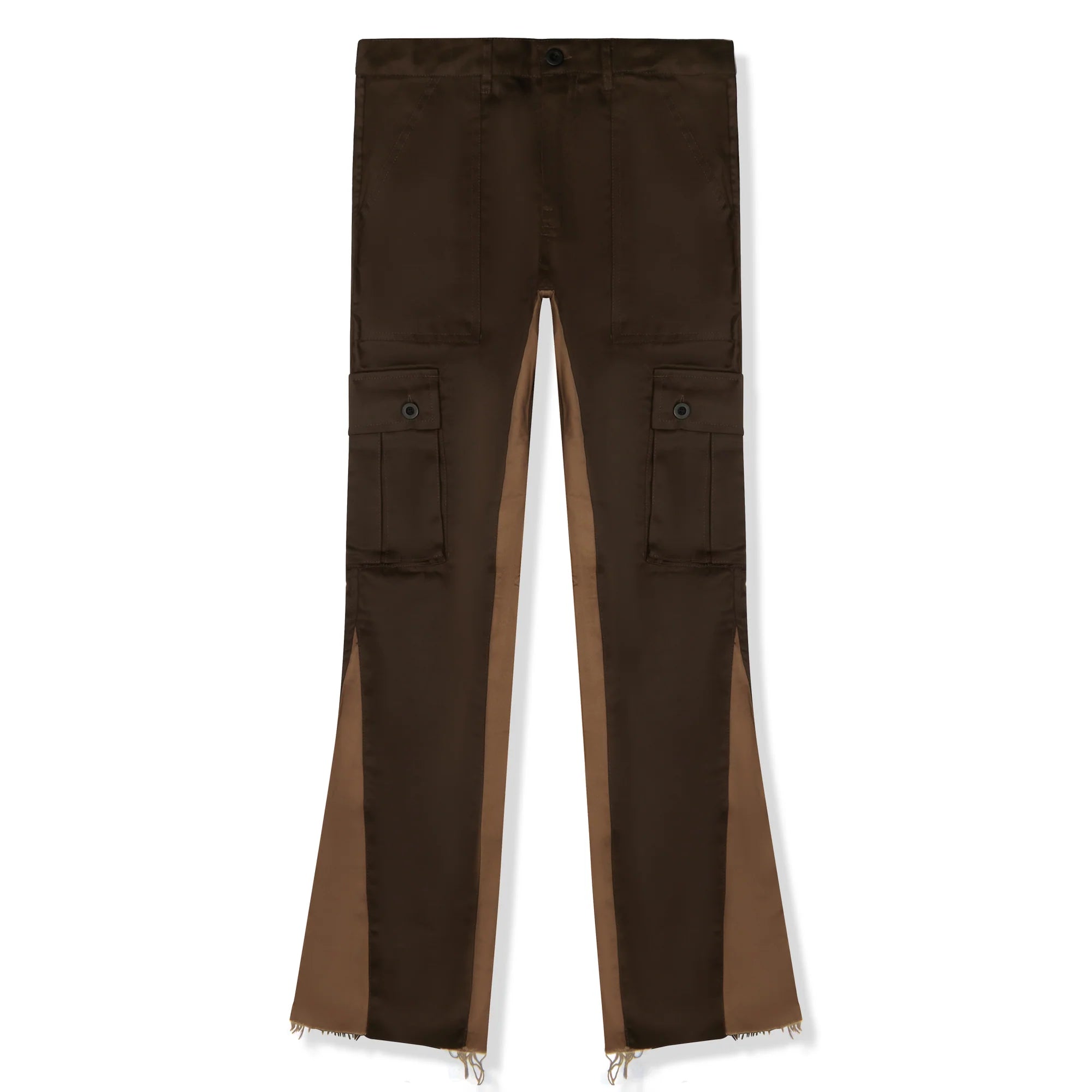 CARGO FLARE TROUSERS - BROWN