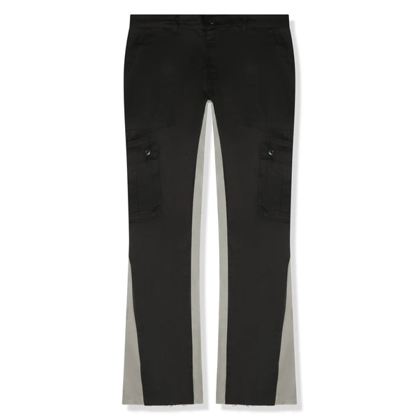 CARGO FLARE TROUSERS - BLACK