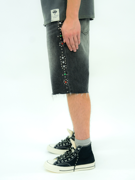 STUD DENIM JORTS