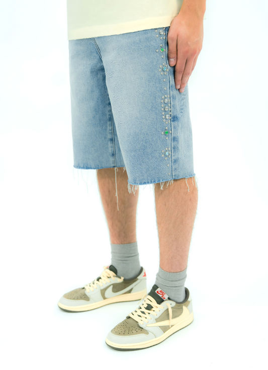 STUD DENIM JORTS