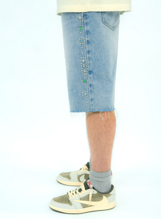 STUD DENIM JORTS