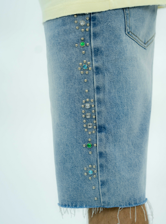 STUD DENIM JORTS