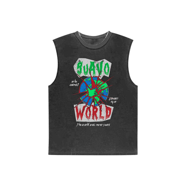 WHO CARES SLEEVELESS T-SHIRT - WASHED GREY