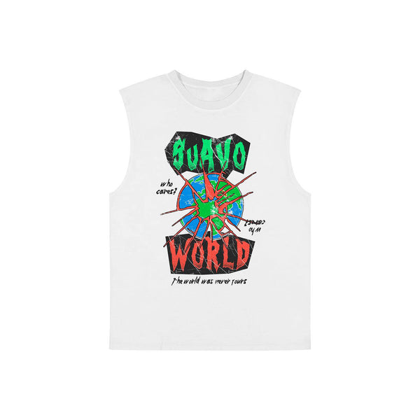 WHO CARES SLEEVELESS T-SHIRT - WHITE
