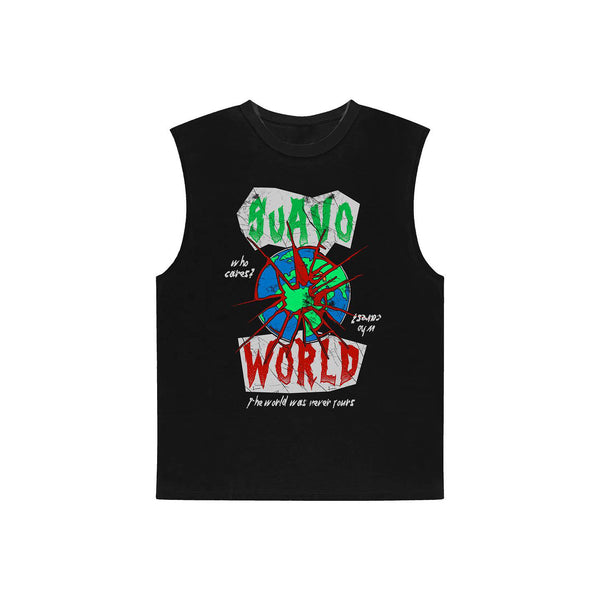 WHO CARES SLEEVELESS T-SHIRT - BLACK