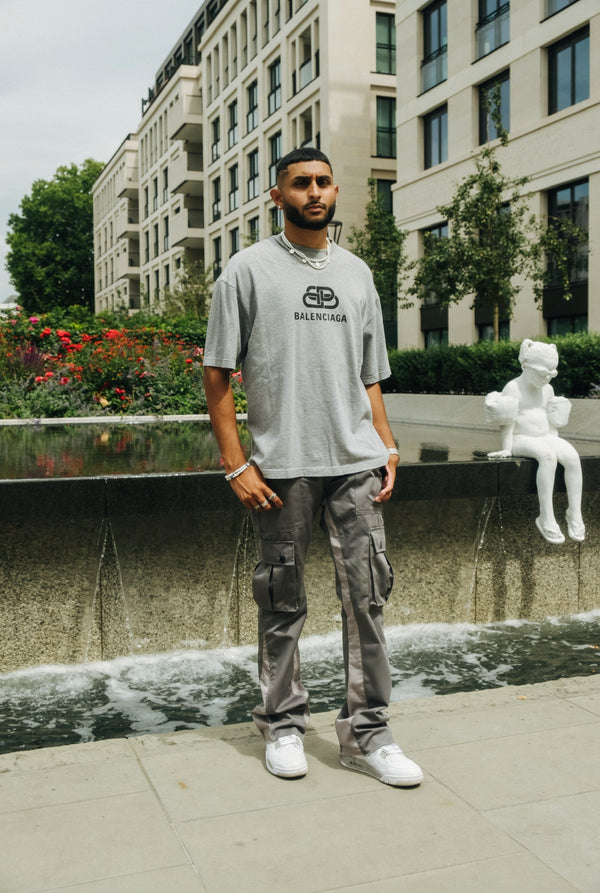 grey cargo pants, cargo flare trousers, mens cargos, cargo trousers, flare cargos, combat pants
