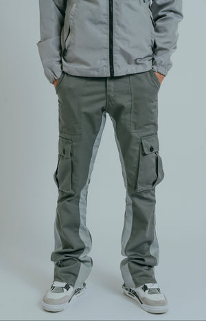 grey cargo pants, cargo flare trousers, mens cargos, cargo trousers, flare cargos, combat pants