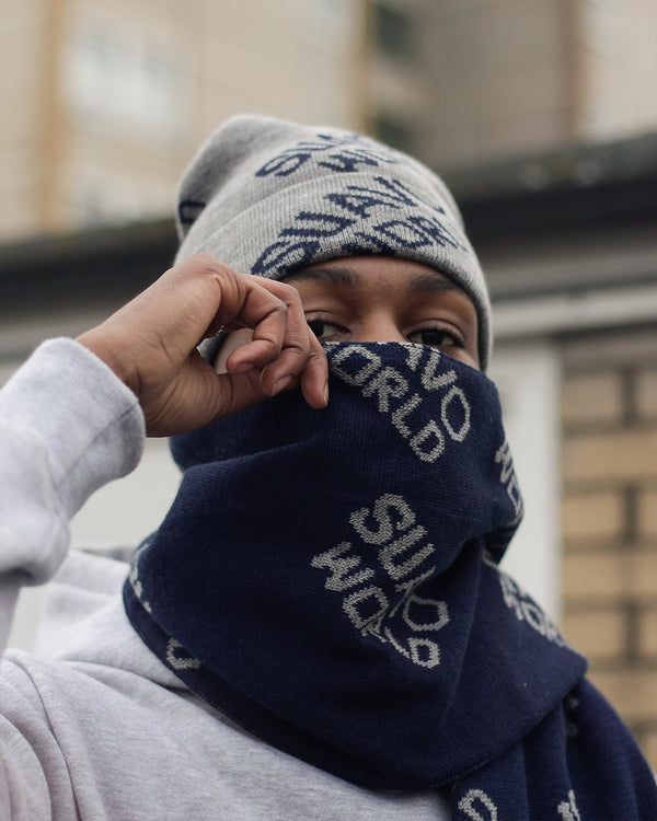 SIGNATURE SCARF - NAVY/GREY