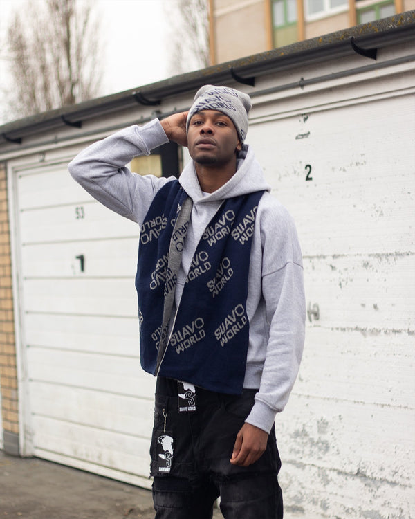 SIGNATURE SCARF - NAVY/GREY