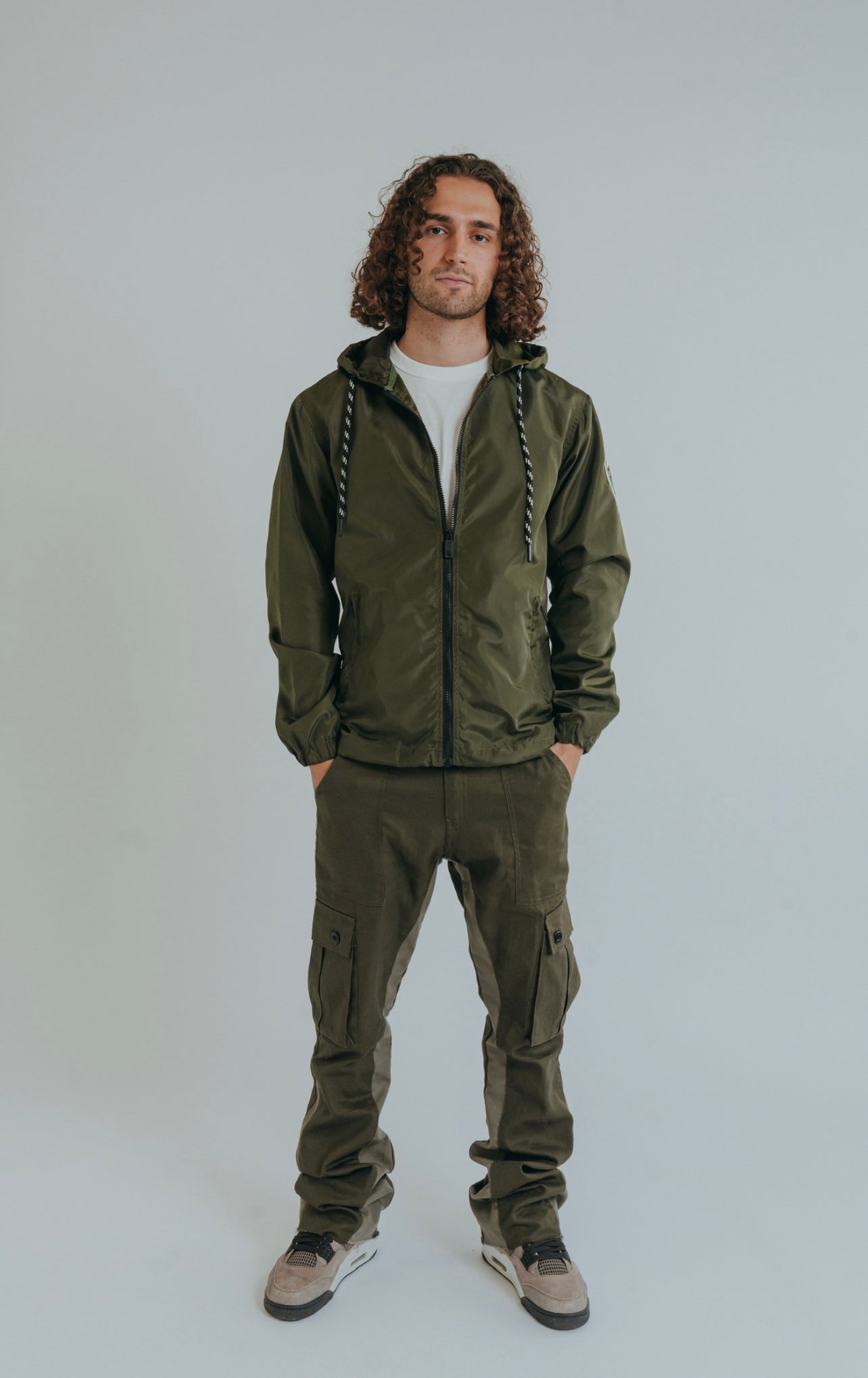 khaki cargo pants, cargo flare trousers, mens cargos, cargo trousers, flare cargos, combat pants, green